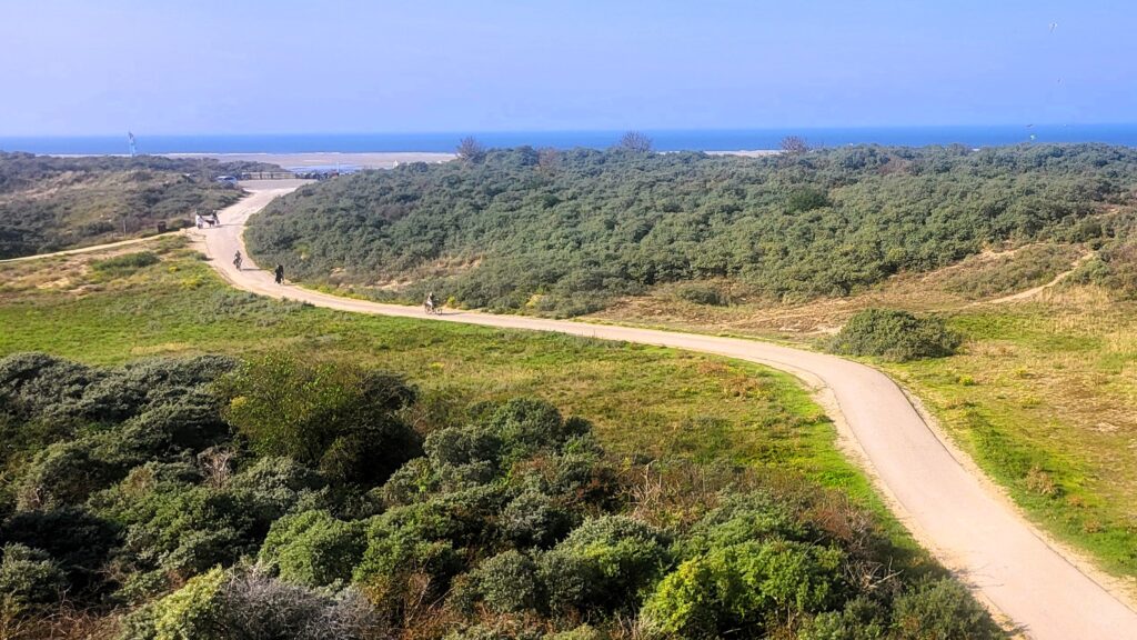 Een dicht netwerk van fietspaden in en rond de Duinen van Goeree, nabij Ouddorp